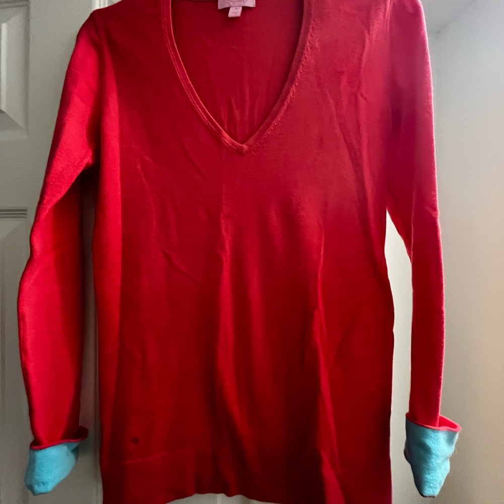 Lilly Pulitzer Red Sweater with Blue Trim